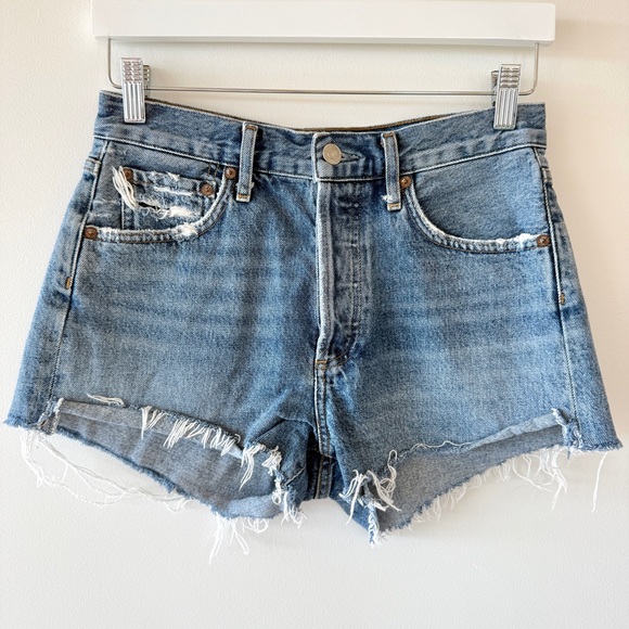 AGOLDE Parker Vintage Cut-Off Shorts Lowkey Wash Size 25 - Picture 2 of 9